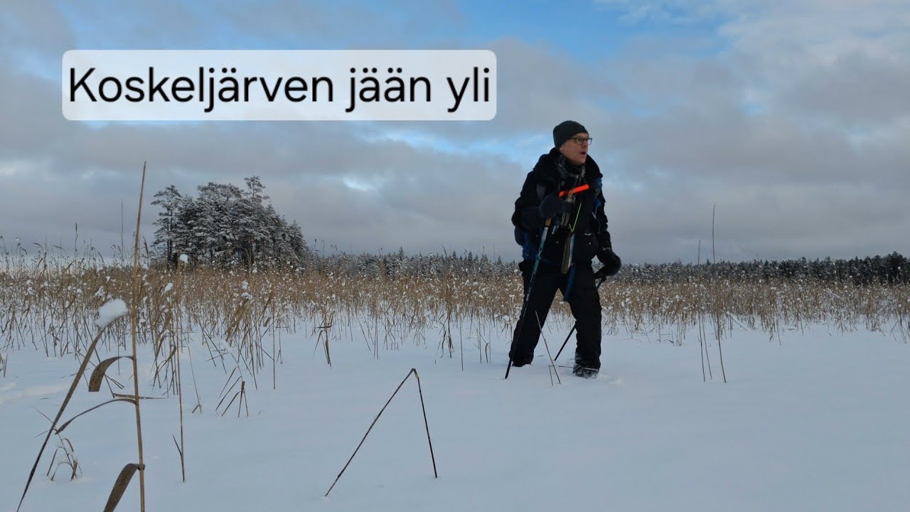 Koskeljärven jään yli Härkluoman laavulle