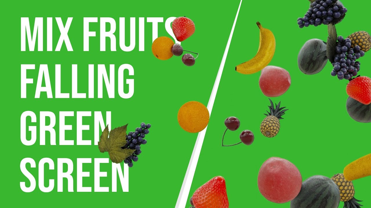 Mix Fruits Falling Down  Green Screen Background | HD | FREE DOWNLOAD