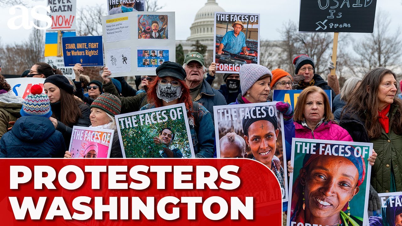 PROTESTERS rally in Washington DC against TRUMP, MUSK actions on USAID