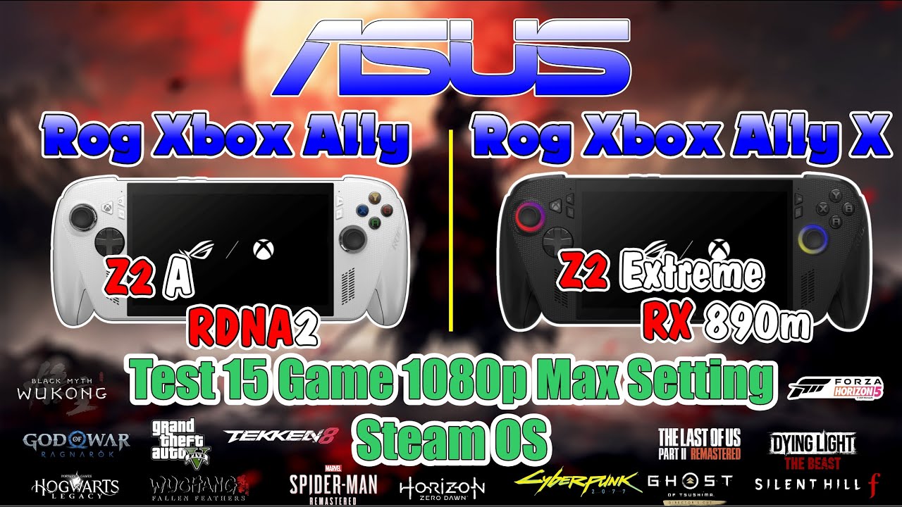 SteamOS 20W Showdown: ROG Xbox Ally X (Z2 Extreme) vs. ROG Xbox Ally (Z2 A) 15 Games 1080p Benchmark