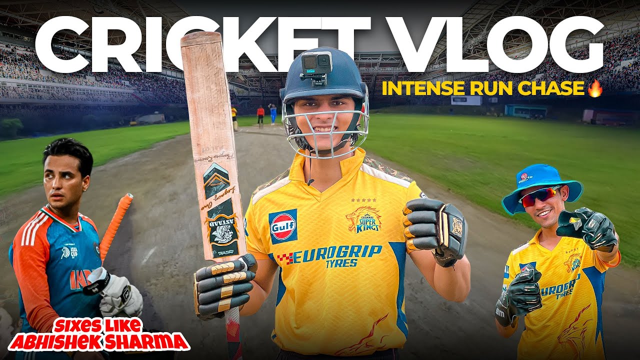 BATTING LIKE ABHISHEK SHARMA WITH @cricketcardio 😍 | LAST OVER THRILLER🤬 | Day Night T20 Match