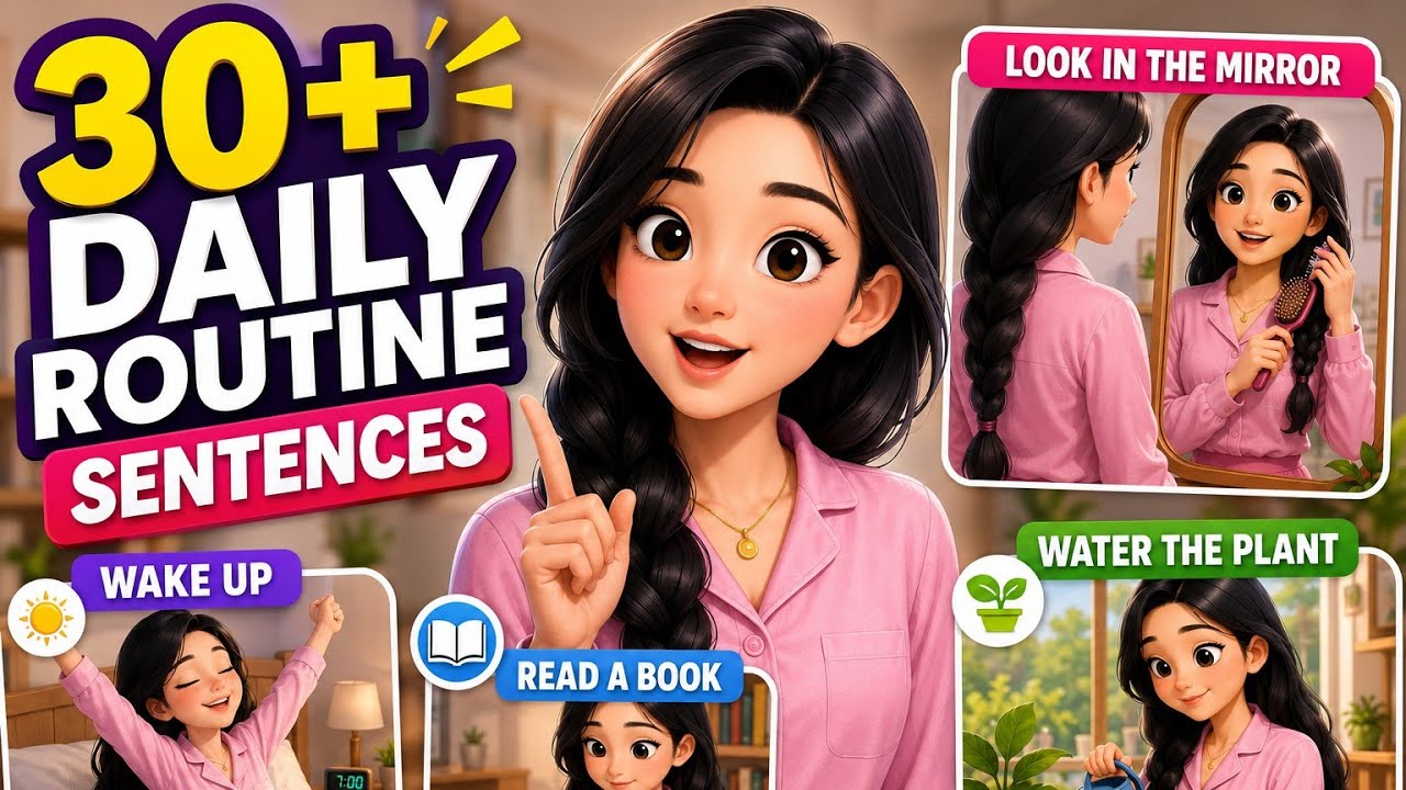 Learn English Through Daily Routine | 30+ Simple Sentences Practice 