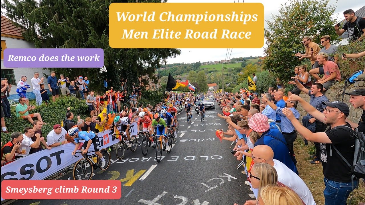 World Championships - Men Elite Road Race : Smeysberg climb Round 3. Remco Evenepoel does the work!