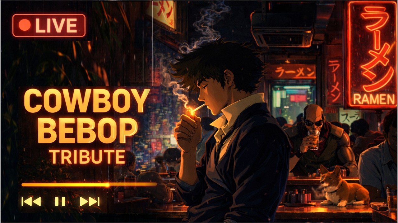 LIVE 🎷 Cowboy Bebop Tribute — Lofi Jazz Radio Relax Study Night  #animelofi  #chillbeats #lofigirl