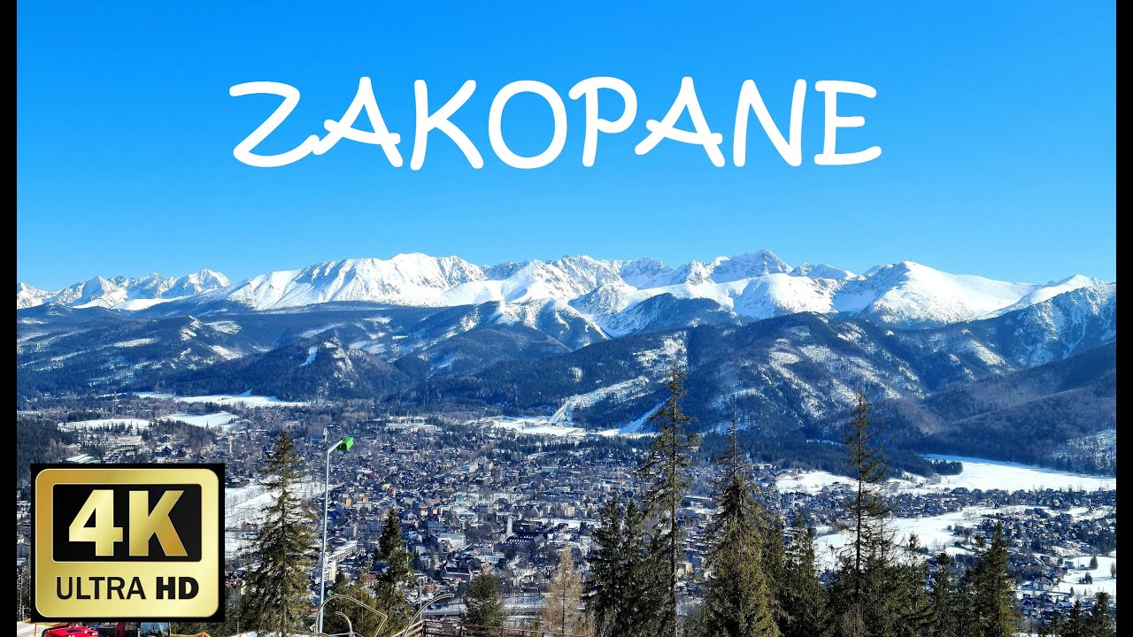 Poland - Zakopane - Krupówki Gubałówka Wielka Krokiew z drona / z lotu ptaka 4K
