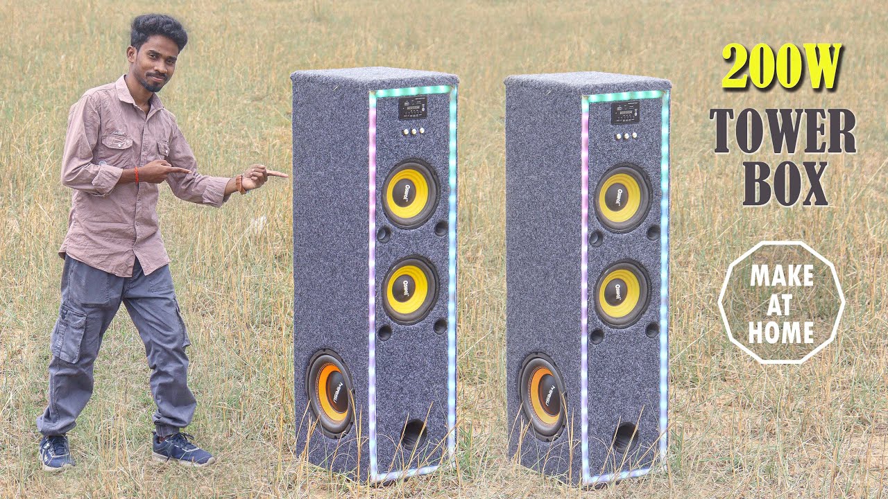 How to Make 200W Tower Speaker Box With RGB Light at Home🔥