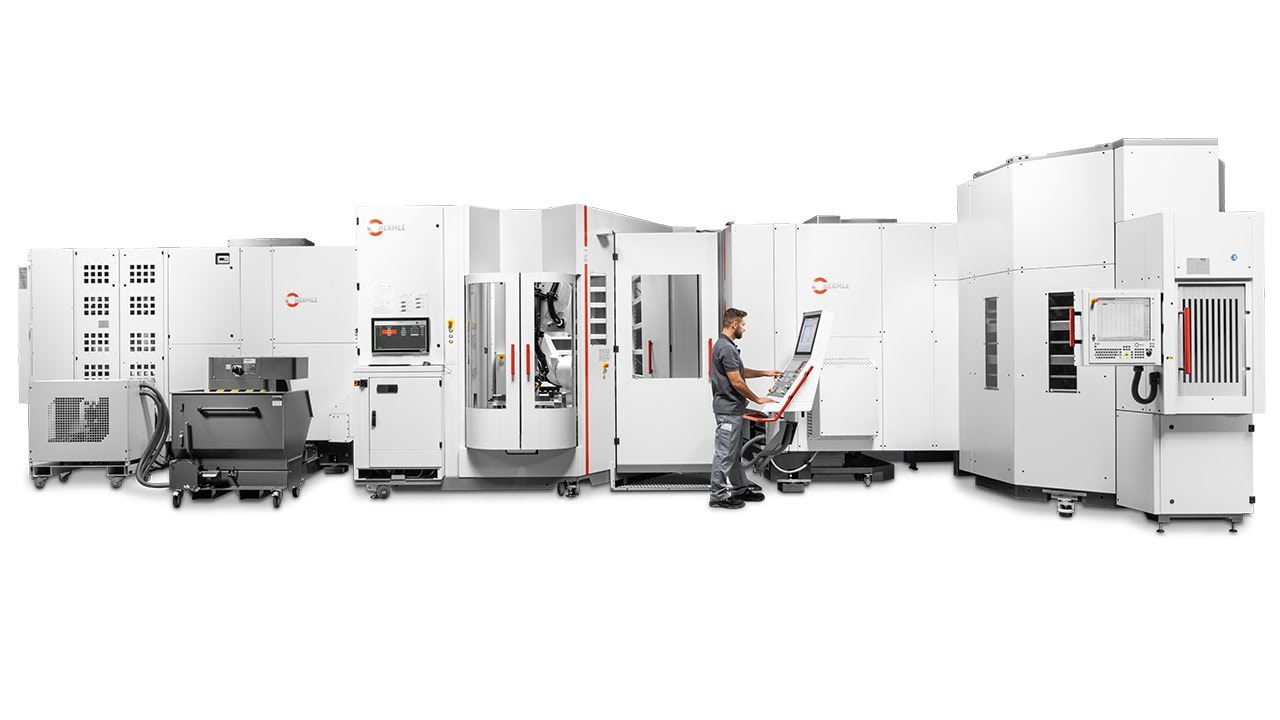 Hermle Robotersystem RS 1 adaptiert an zwei Bearbeitungszentren C 22 U