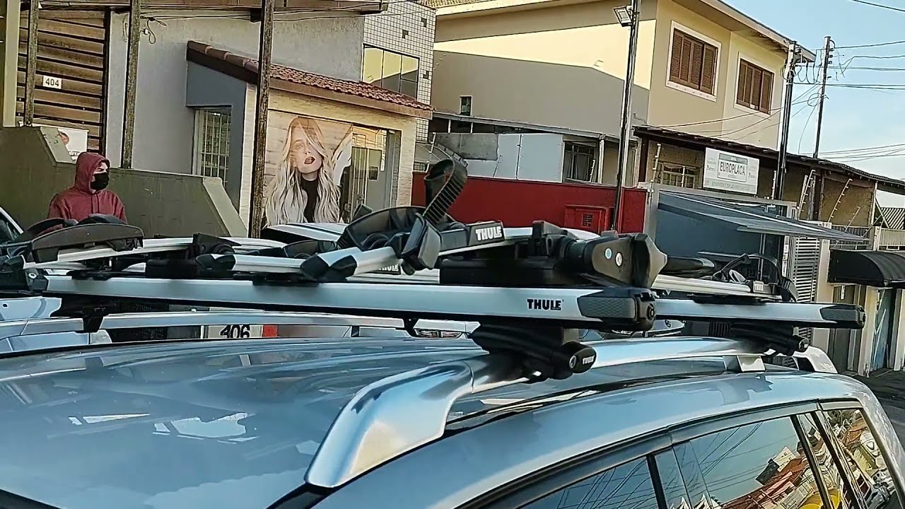 Rack Thule Slidebar + 4 Transbike Thule 598 Prata