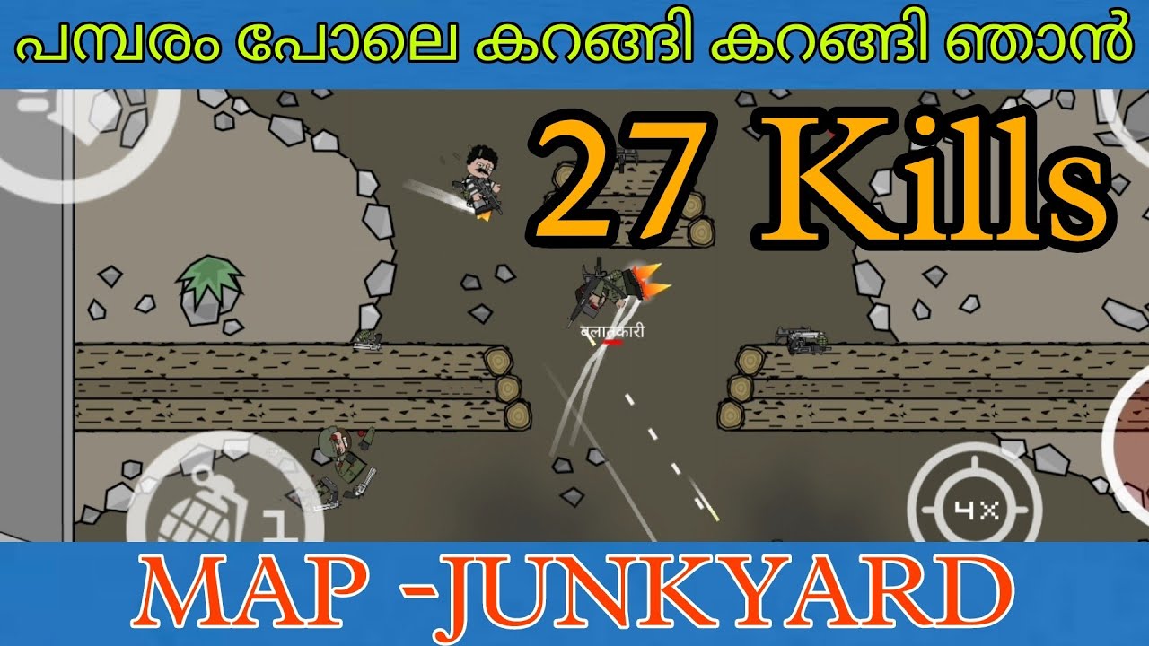 Match 117(Malayalam)Mini Militia|Map- Junkyard|27 Kills in 2 minutes|STRANGER Gaming|BGM SQUARE