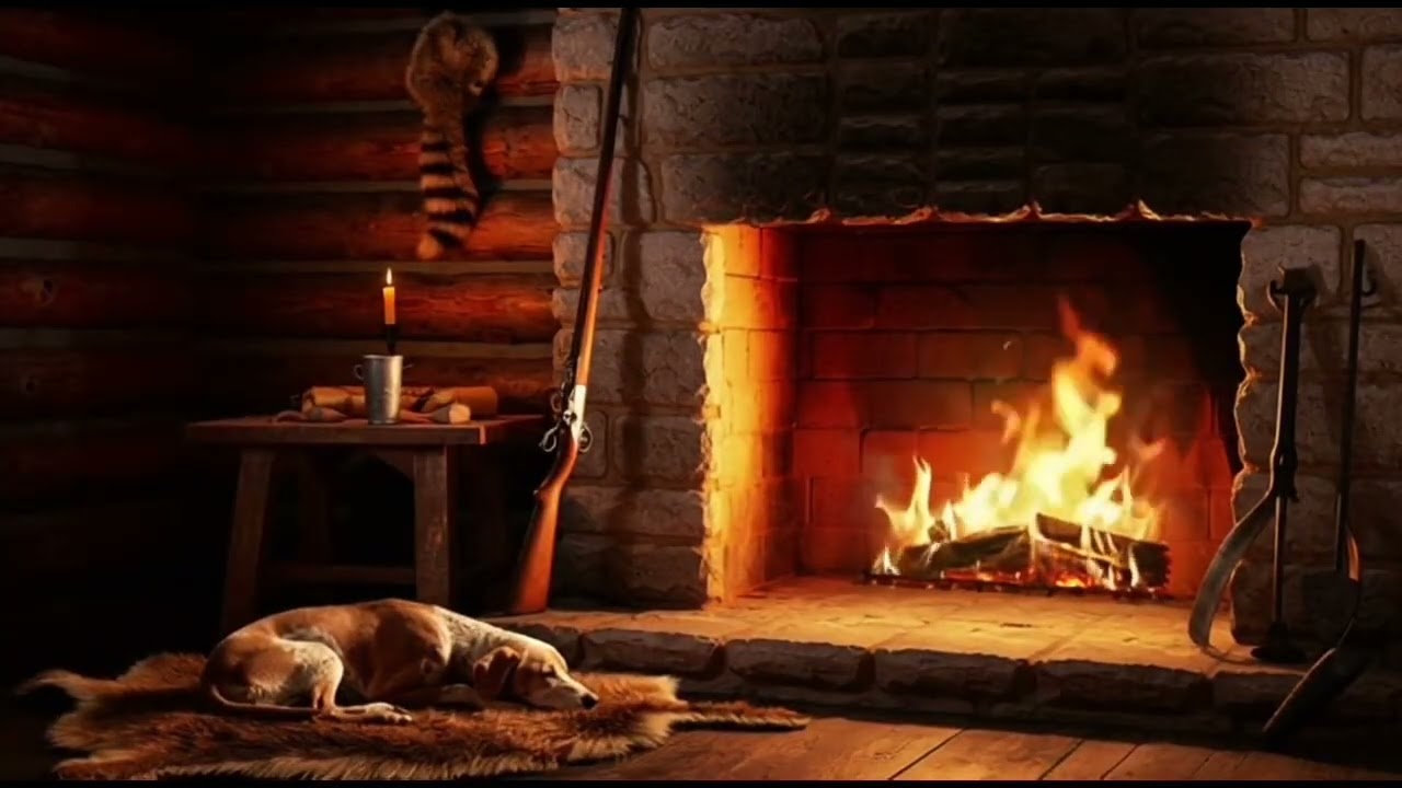 Daniel Boone’s Frontier Cabin ASMR 🔥 Sleeping Hound & Crackling Fireplace (No Talking)