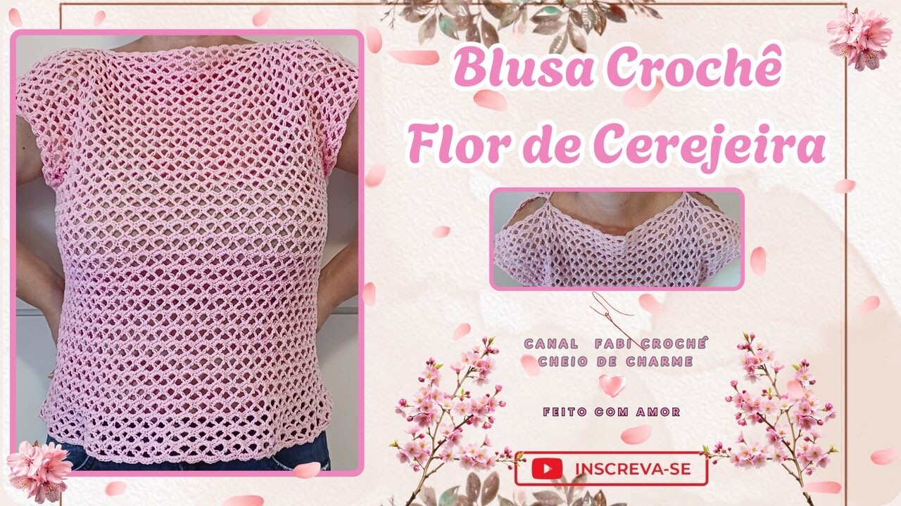Blusa Flor de Cerejeira🌸Crochê🌸Um encanto