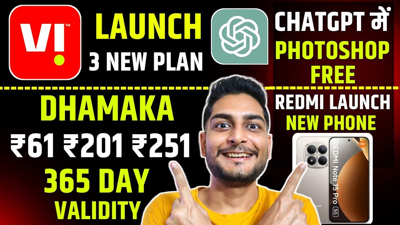 Vi Launch 3 New Plan | ₹61,201,251 | 365 Day Validity Of Insurance | Apple New Store | Chatgpt News