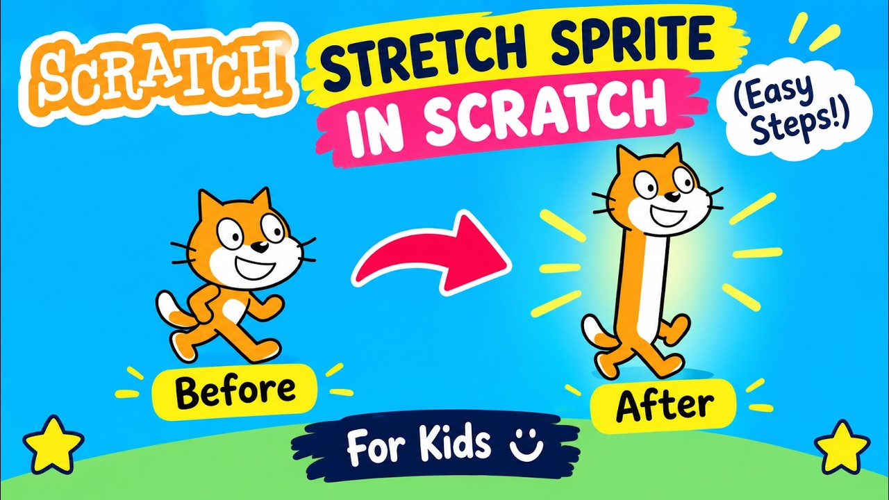 7. HOW TO STRETCH SPRITES IN SCRATCH| Game Development | Scratch Tutorial | Block Programming