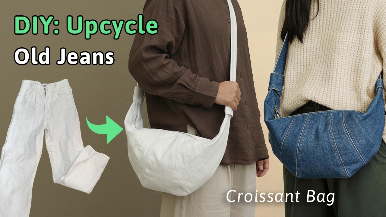 Upcycle Old Jeans into a Croissant Bag | Hobo Bag Sewing Tutorial + Pattern Making