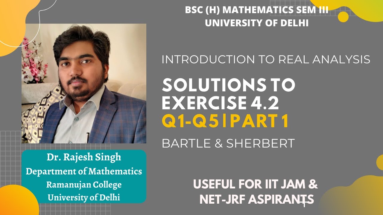 SOLUTIONS TO EXERCISE 4.2 | Q1-Q5 | PART 1 | REAL ANALYSIS | BARTLE & SHERBERT