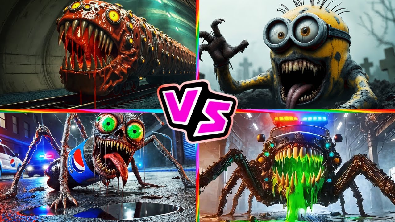 TRAIN EATER 🆚 Minion Zombie 🆚 Pepsi HEAD EATER 🆚 Police Car 🎶 Tiles Hop EDM Rush