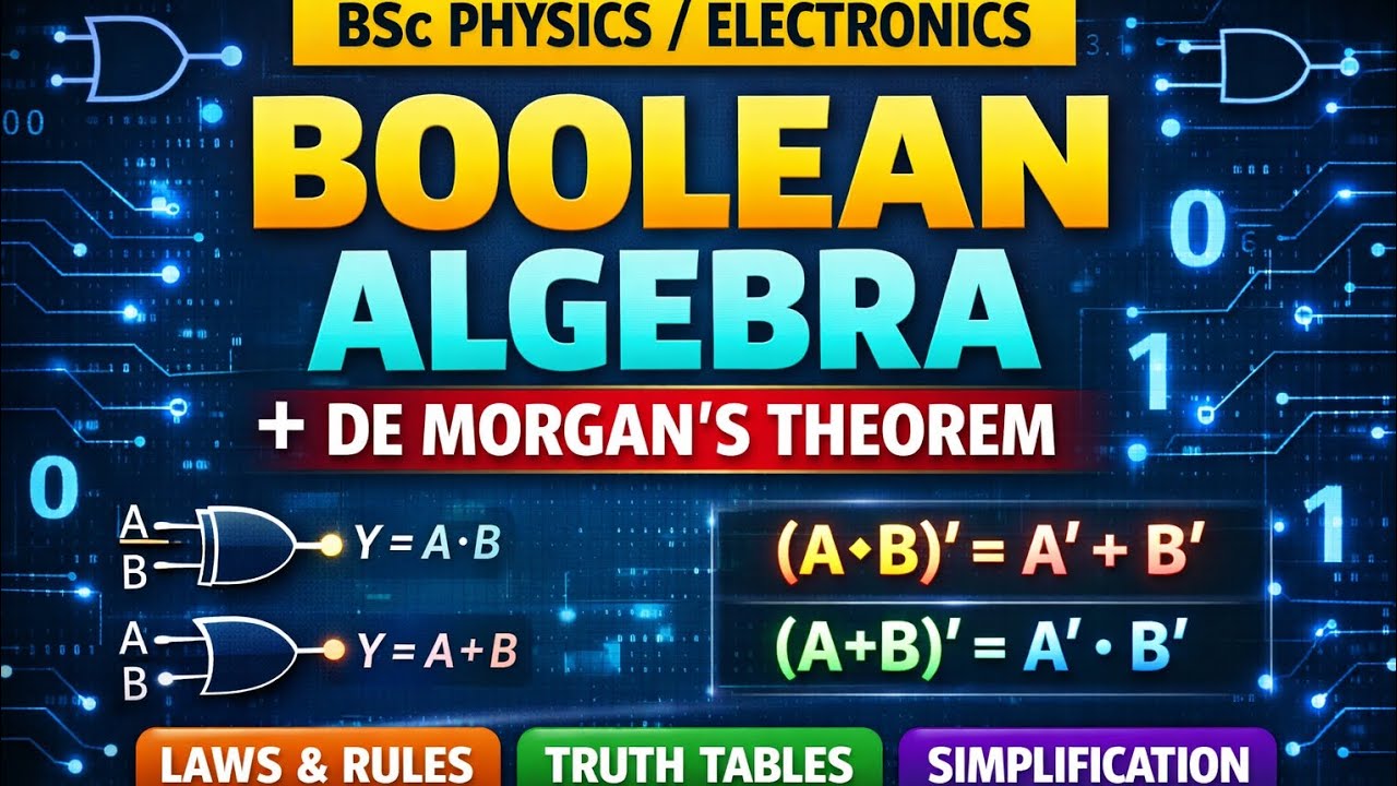 Boolean Algebra & De Morgan’s Theorem | All Laws Explained | BSc Physics / Electronics | Must watch 