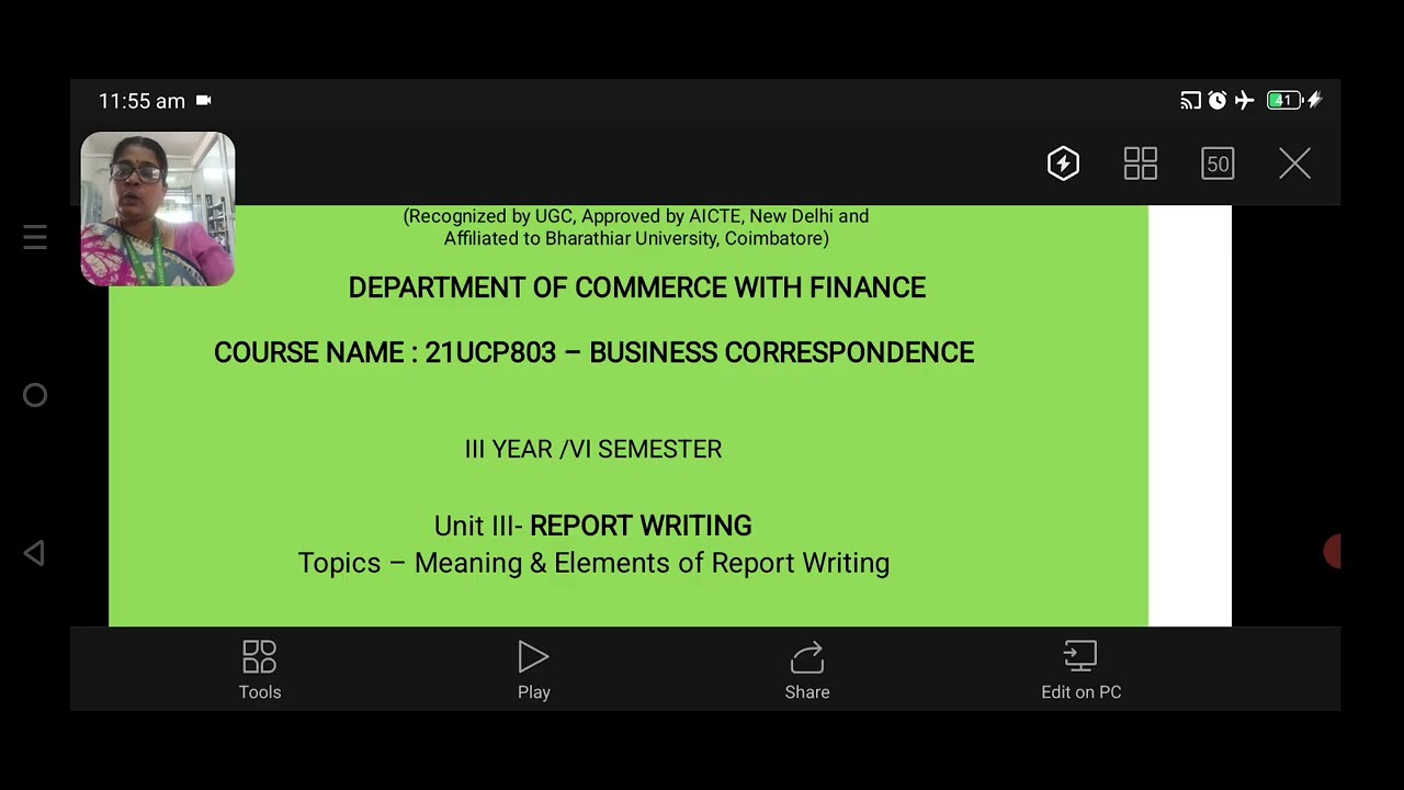 REPORTING & IT'S ELEMENTS|BUSINESS CORRESPONDENCE|SNSINSTITUTIONS