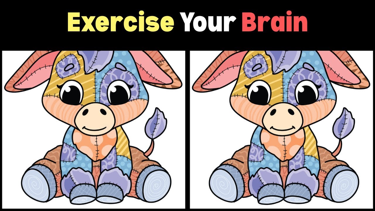 Find  the Difference  Adorable Patched Animal Brain Game