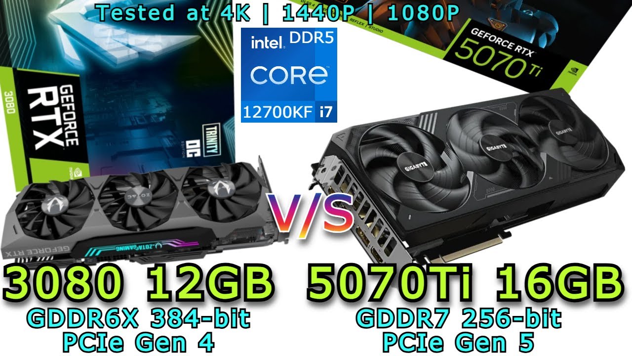 RTX 5070 Ti 16GB vs RTX 3080 12GB | DDR5 | Resizable Bar - On | 3 Games tested at 4K, 1440P & 1080P