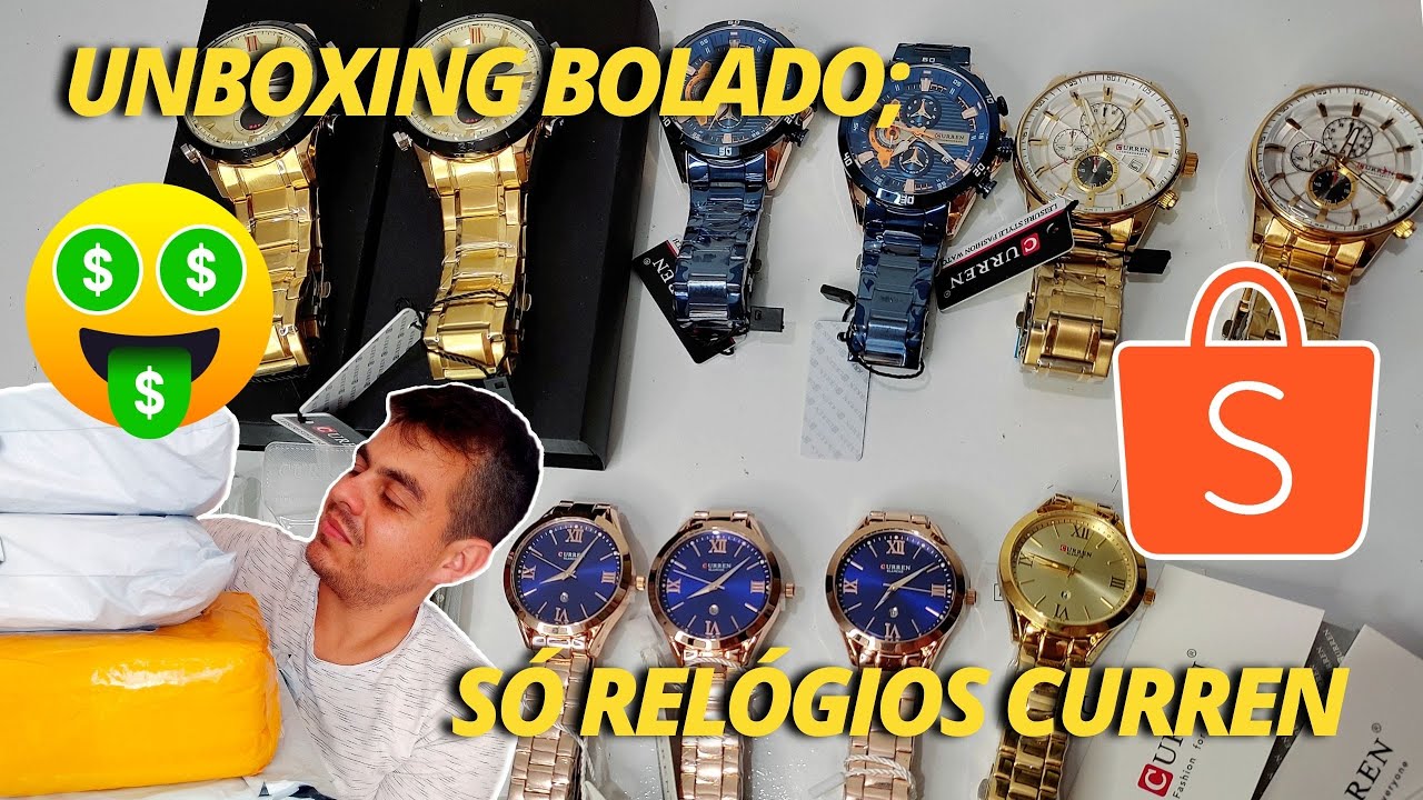 UNBOXING BOLADO; SÓ RELÓGIOS CURREN IMPORTADOS DA SHOPEE