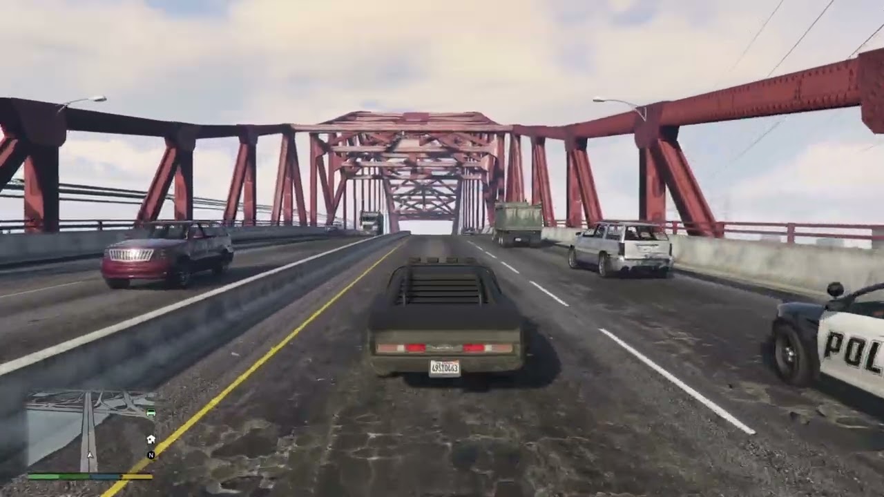 Grand Theft Auto V.  Duke O'Death Police Pursuit 10-80.  Dude just walks away.