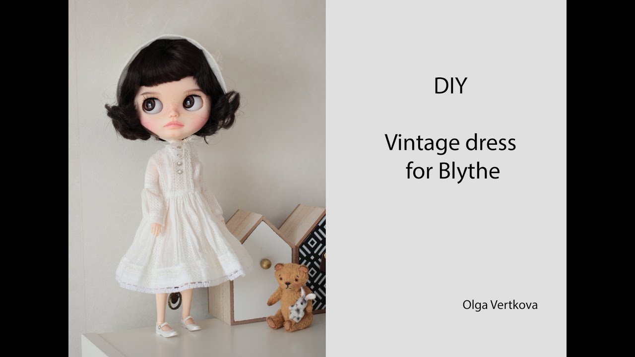DIY Vintage lace white dress for Blythe. Винтажное платье для Блайз