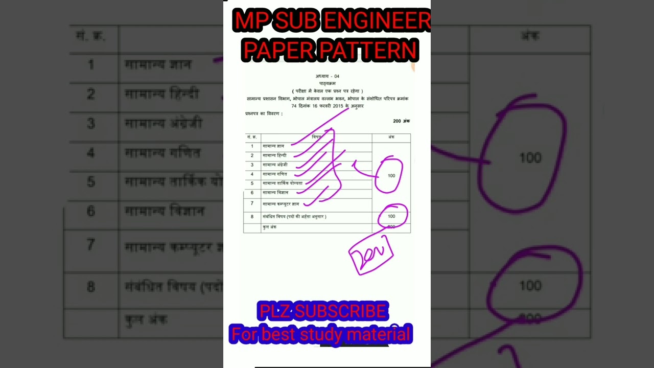 MP JE sub Engineer paper pattern exam pattern mppeb je sub Engineer Civil/mechanical paper#mppeb2022