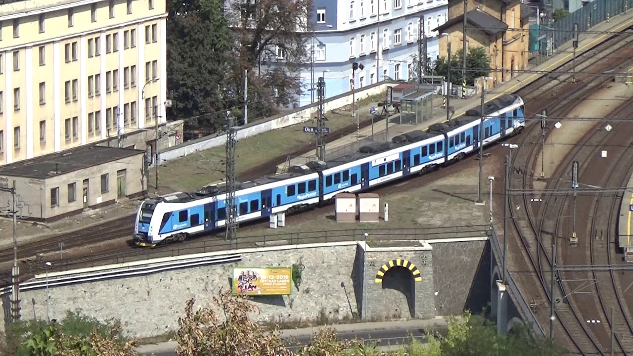 Vlaky Ústí nad Labem - z Větruše 18.8.2018