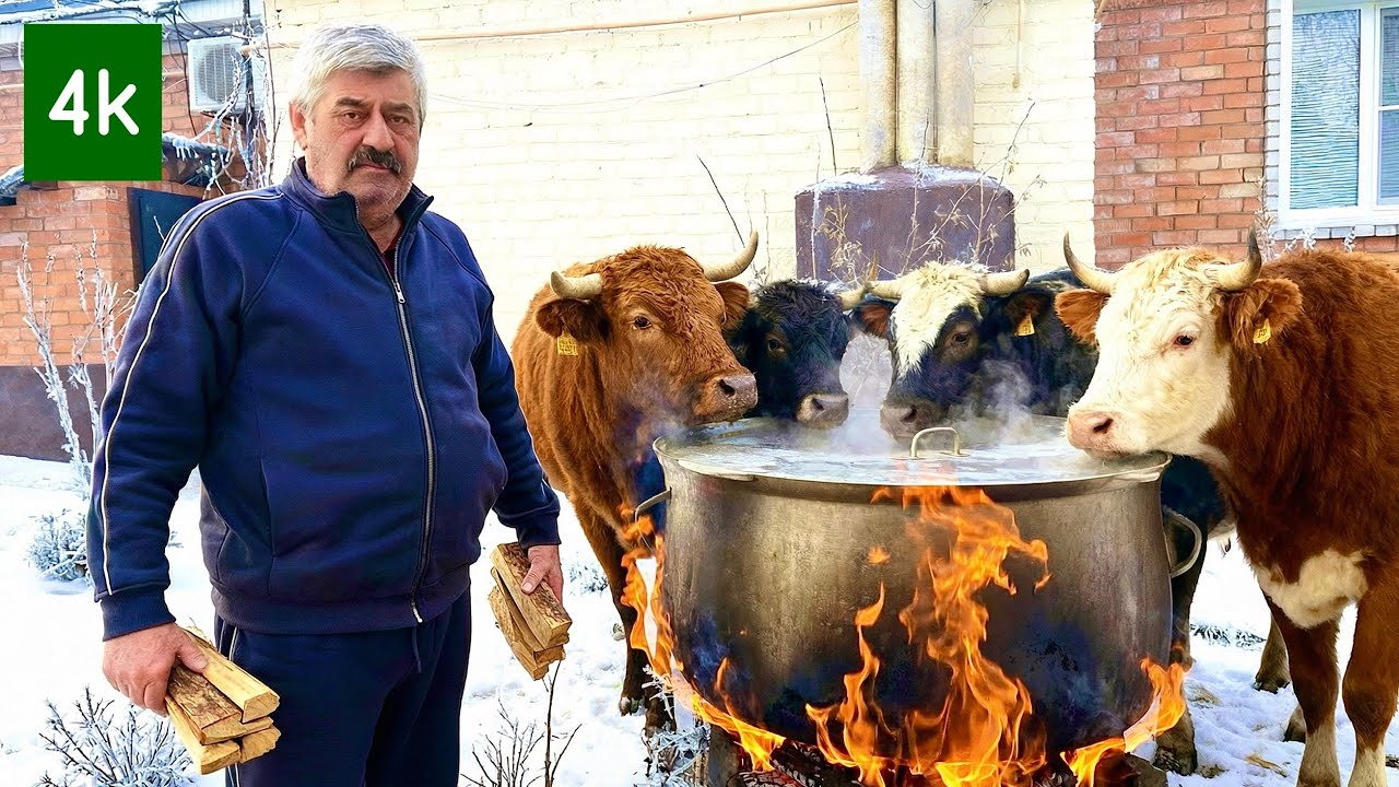 ХАШ из бычьих ног и требухи на костре - деревенский рецепт!