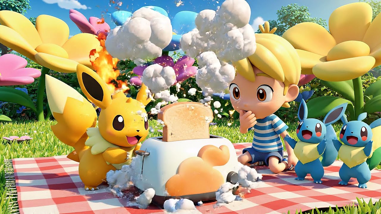El bebé Pokémon Cyndaquil se quemó la tostada | Canciones Infantiles y Rimas para Niños