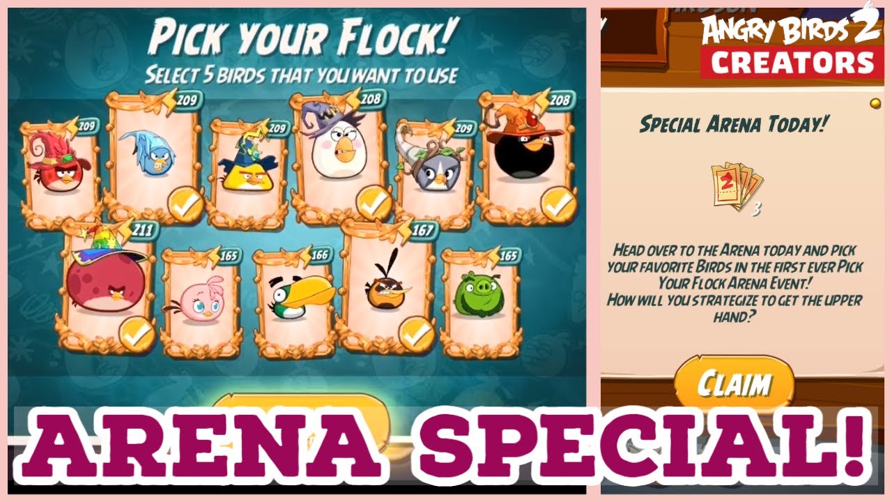 First Ever Pick Your Flock Arena Event! Full Arena Streak Angry Birds 2