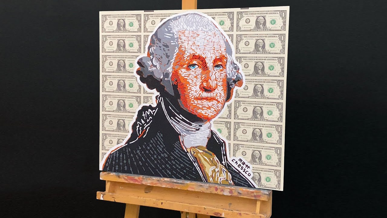 Painting George Washington on US dollar bills