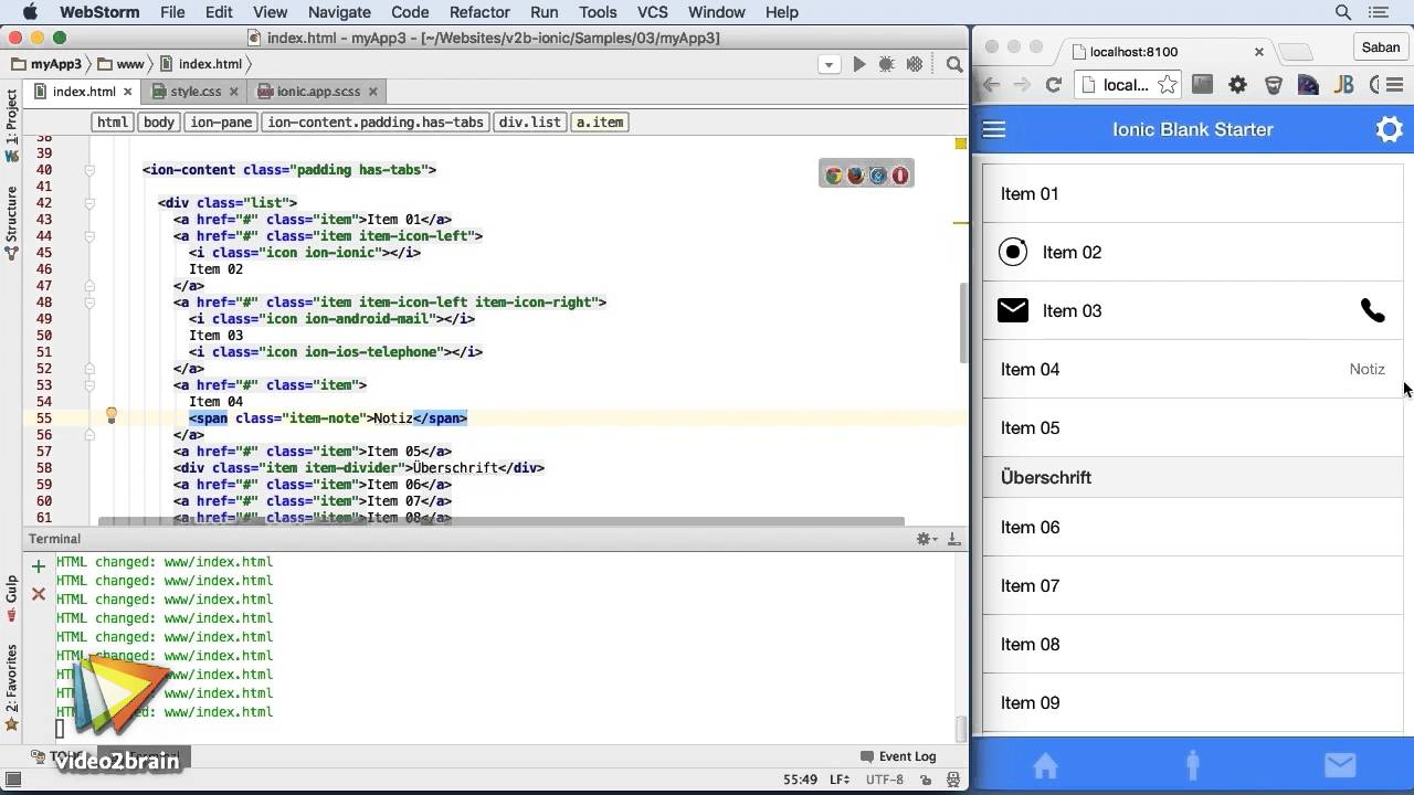 Ionic – Grundlagen Tutorial: Listenelemente kennenlernen |video2brain.com