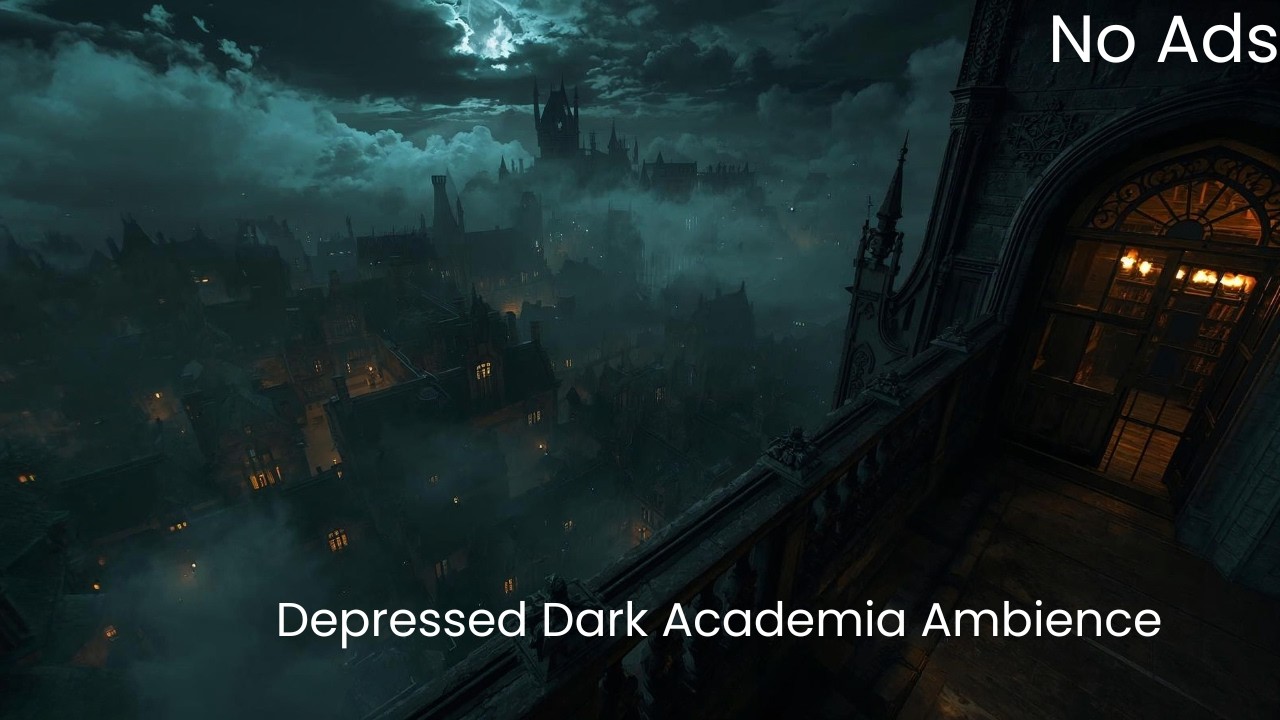 Library Overlooking a Dark Gothic Kingdom 🏰🌒 | Depressed Dark Academia Ambience
