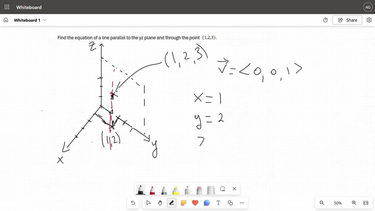 Line parallel to yz plane