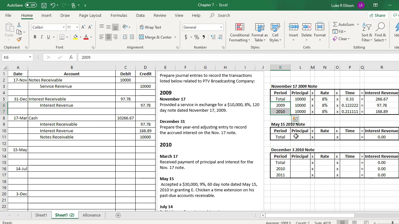 Journal Entries for Notes Receivable