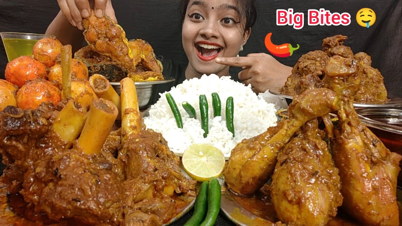 ASMR: MUTTON CURRY, CHICKEN CURRY, CHICKEN LIVER CURRY, FISH CURRY, EGG CURRY WITH RICE 😋 FOOD SHOW🤤