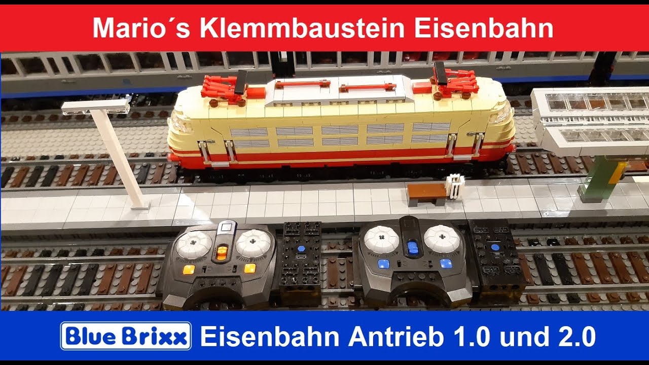 Test / Bluebrixx Eisenbahn Antriebe 1.0 und 2.0 / Mario´s Klemmbaustein Eisenbahn