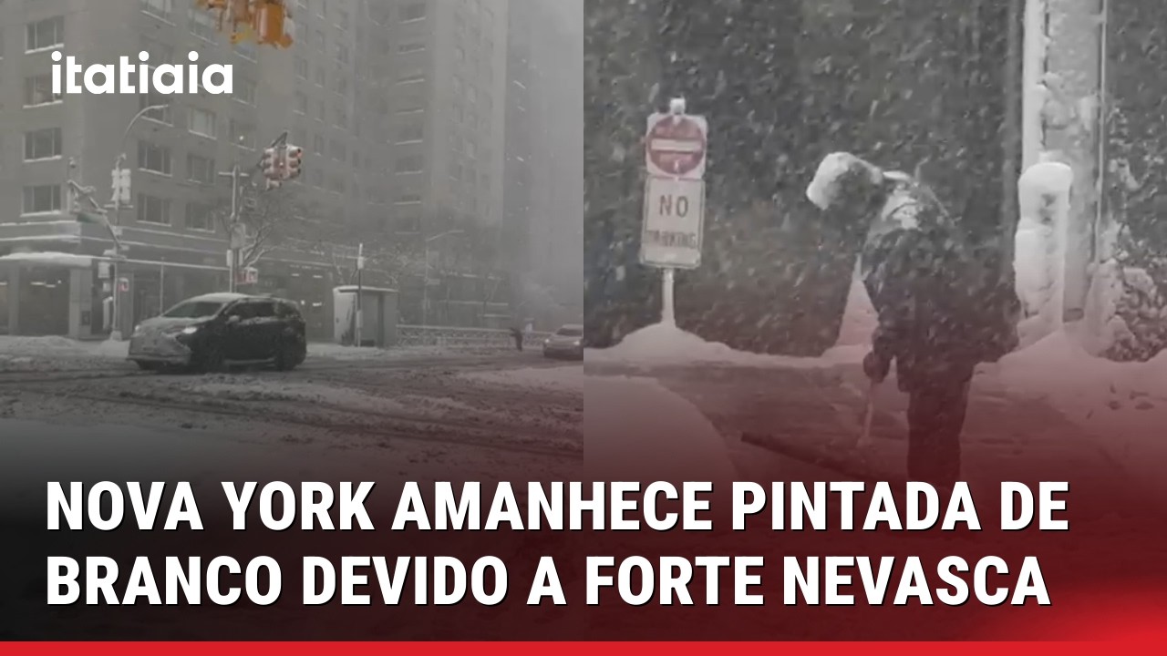 FORTE NEVASCA PINTA AS RUAS DE NOVA YORK DE BRANCO