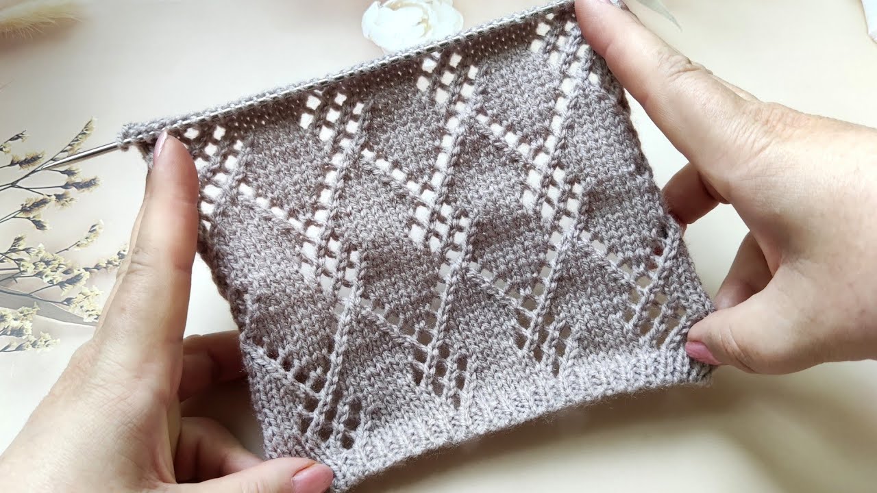 Lace Diamond Stitch Pattern | Ajour-Rautenmuster stricken | Punto Rombi ai ferri| Punto Rombo calado