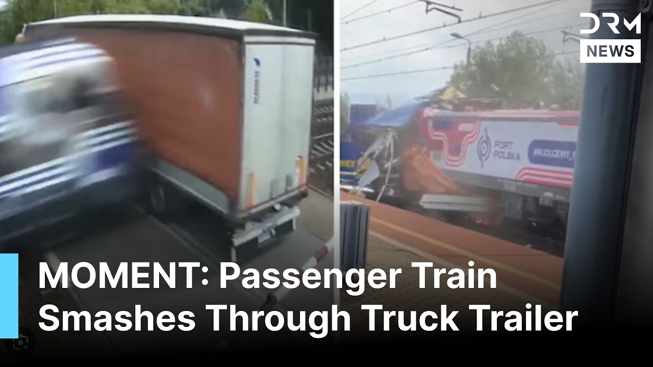 ON CAMERA: Passenger Train Smashes Through Truck Trailer at Level Crossing in Poland | AP1B