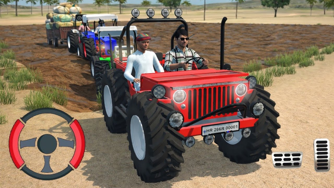 🚜Tractor Stuck in Mud🤩Tractors and Lendi Jip Rescue the Tractor Trolley From mud |Android Gameplay 
