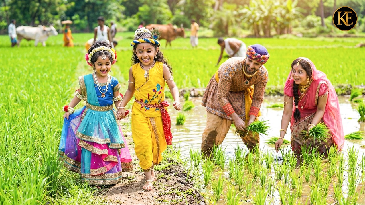 खेतों में कान्हा-राधा की मस्ती, मैया और नंद बाबा ने किया धान रोपण || मैया यशोदा का नंदलाला ||  YMKN