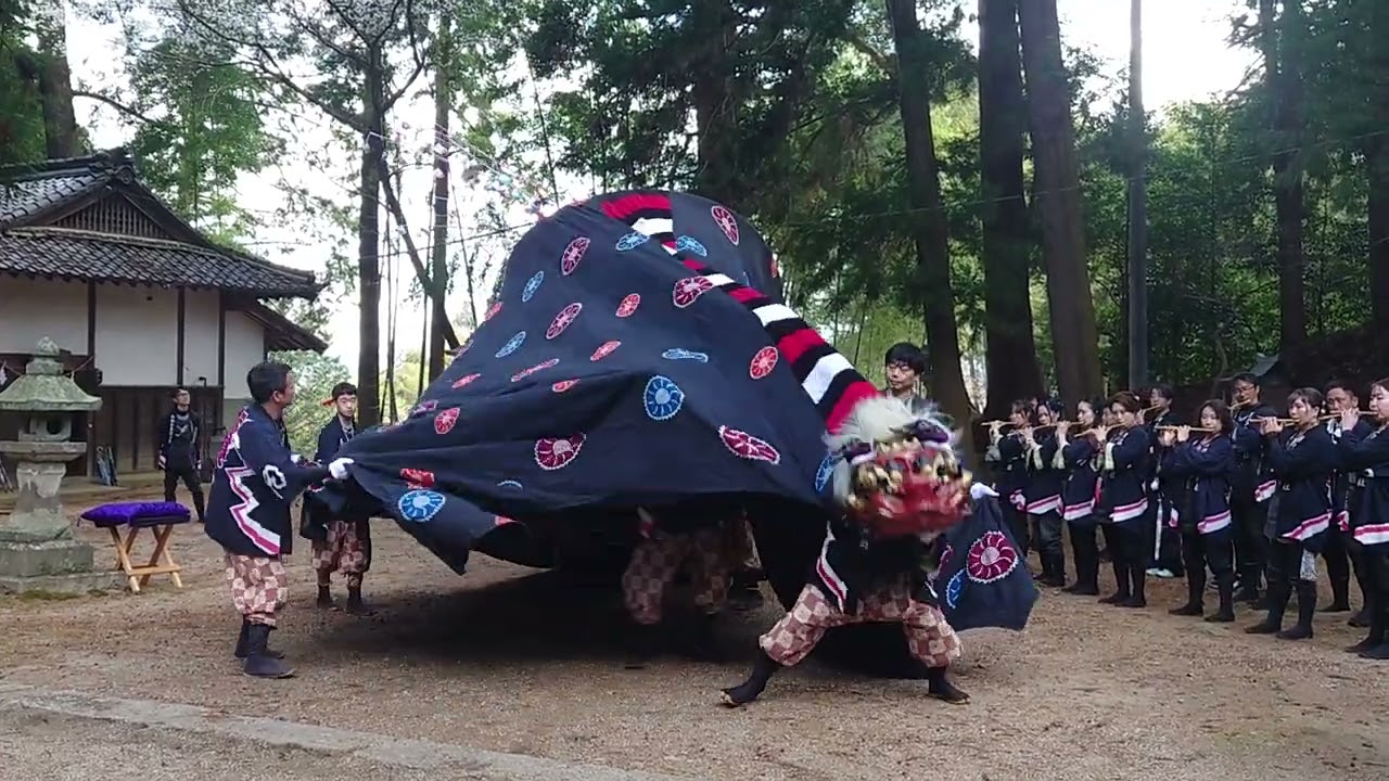 令和7年4月6日　飯沼諏訪神社奉納音楽獅子舞　境内奉納