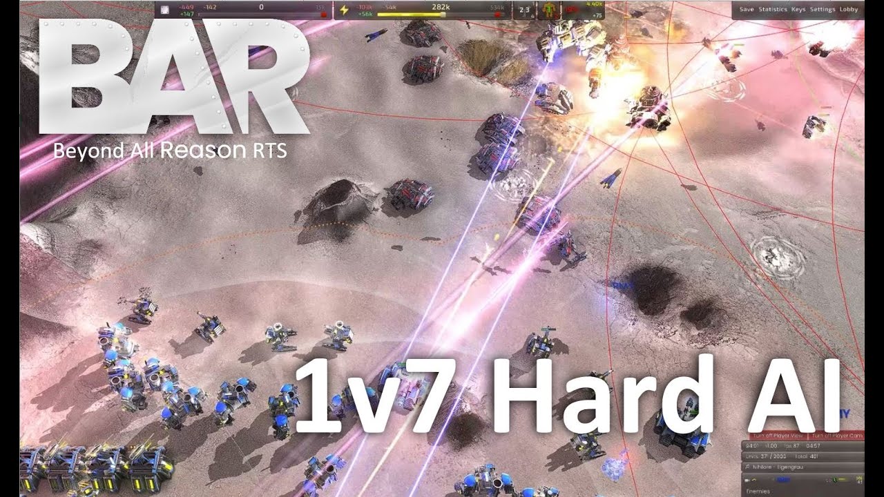 Beyond All Reason Gameplay 1v7 Hard AI Comet Catcher RTS