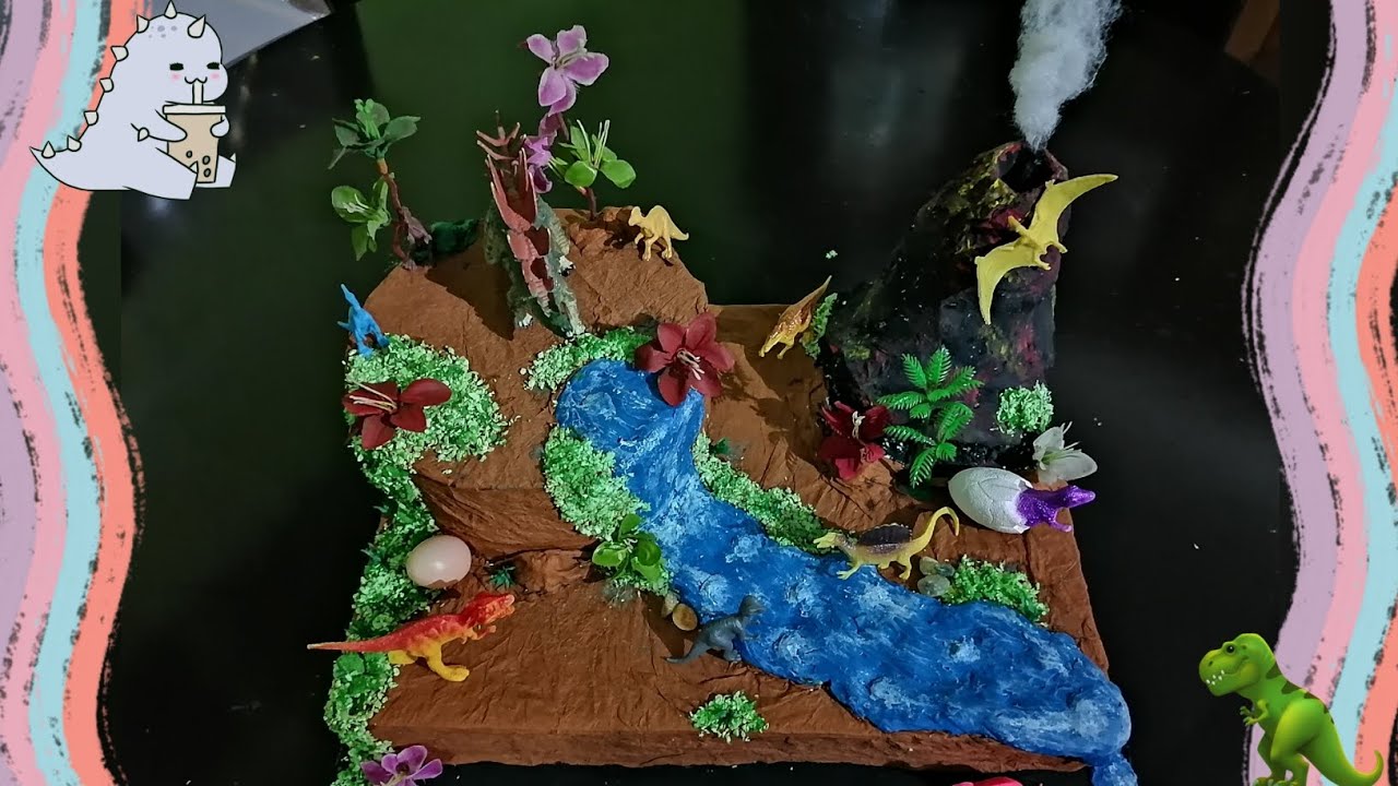 Maqueta de dinosaurios (con volcan).