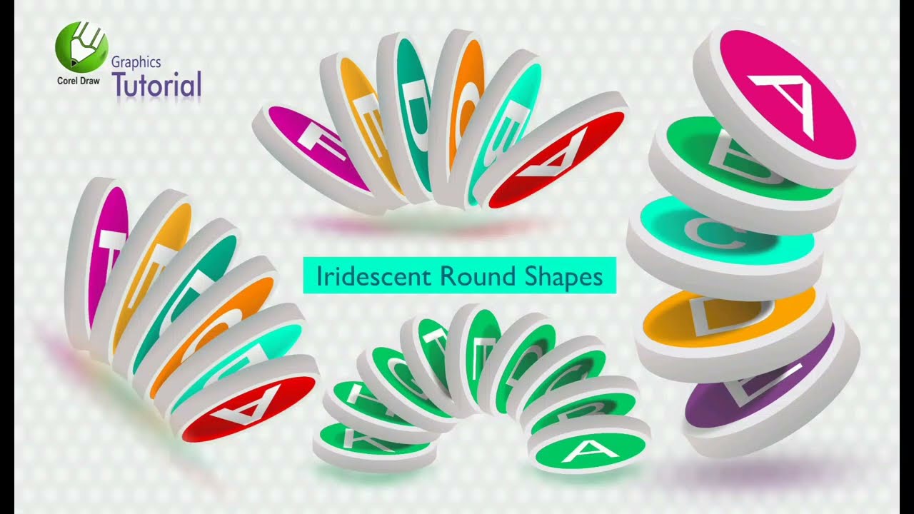 Iridescent Round Cylinder Shapes Art Graphic Tutorial