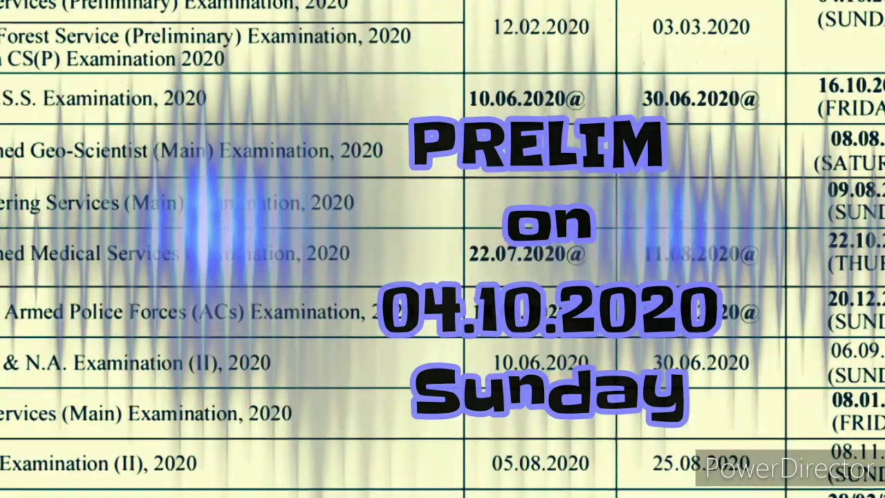 UPSC CSE prelim Exam 2020 dates announced ...to be held on 04.10.2020 Sunday...