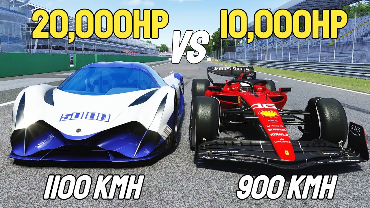 20,000HP Devel Sixteen vs 10,000HP Ferrari F1 RACE